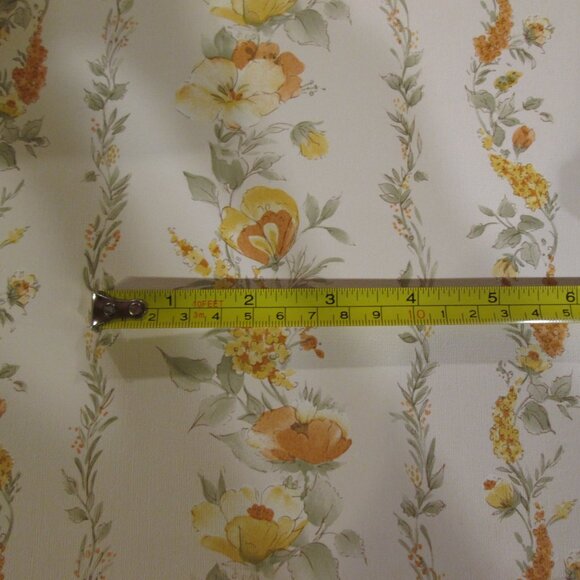 Vintage 1980s Striped Orange Floral Motif Wallpaper - Picture 7 of 8